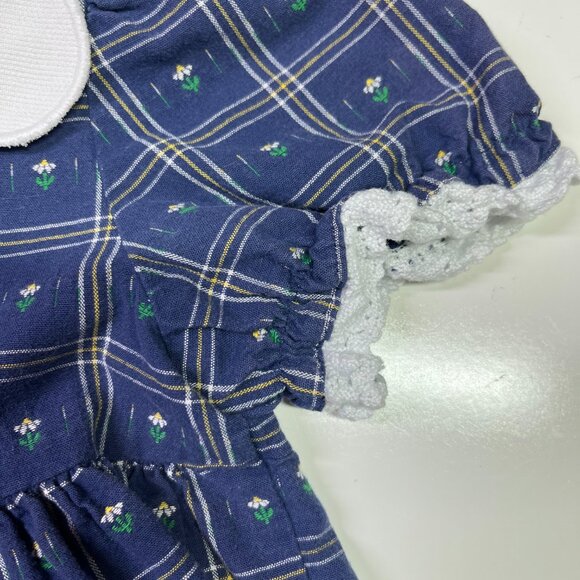 Vintage Good Lad Size 4T Navy Blue Floral Dress Scalloped Collar Lace Trim - Picture 5 of 8